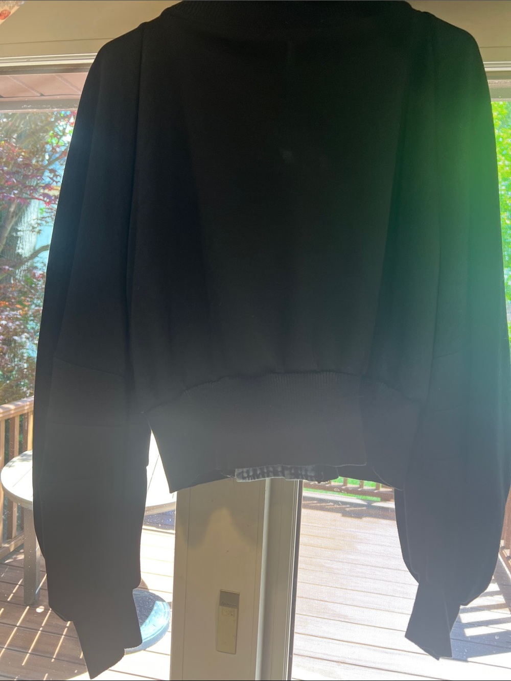 NWOT Denim jacket with black sweat shirt sleeves, size 2X - Picture 8 of 10